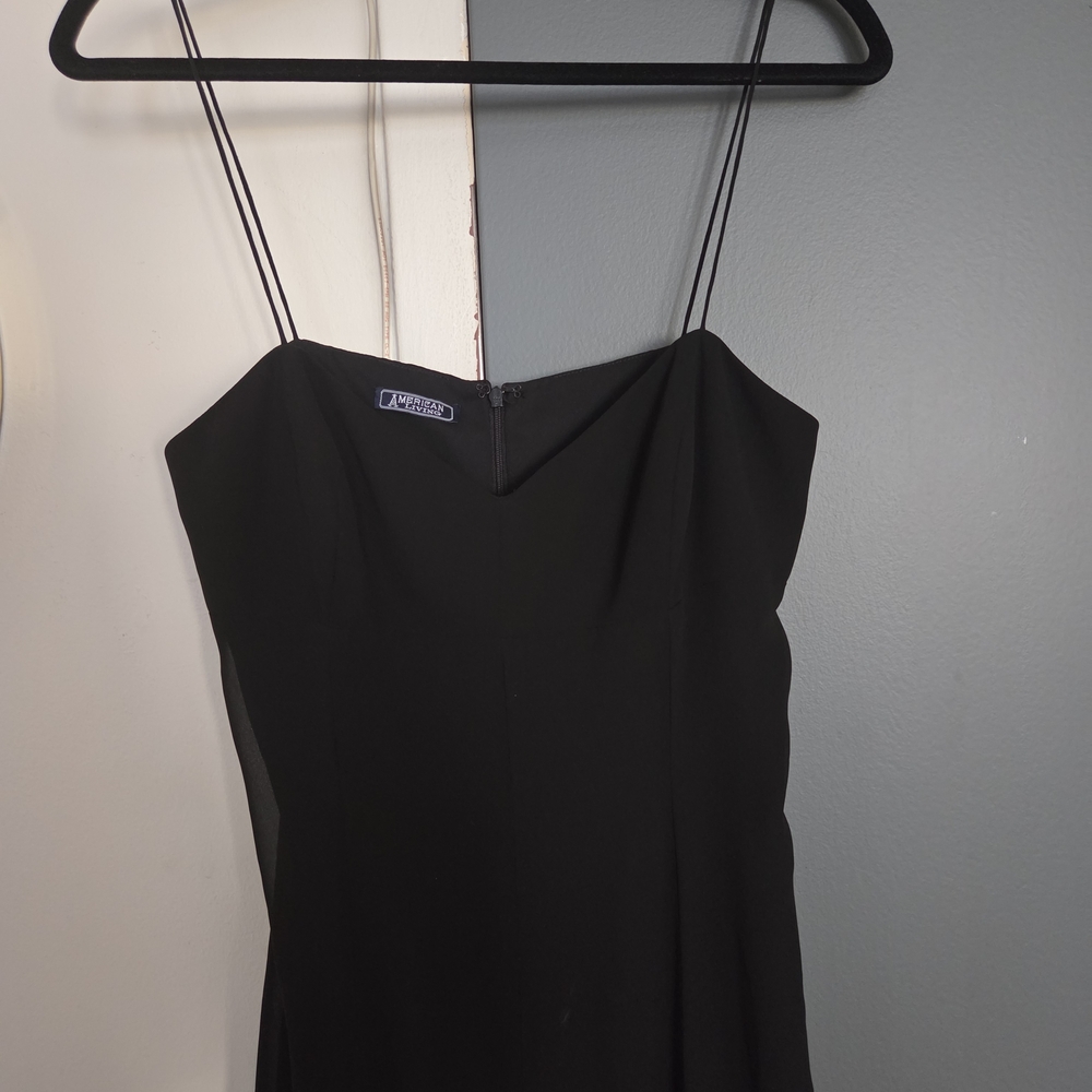 American Living Black Strapless Pleated Flare Bottom Dress